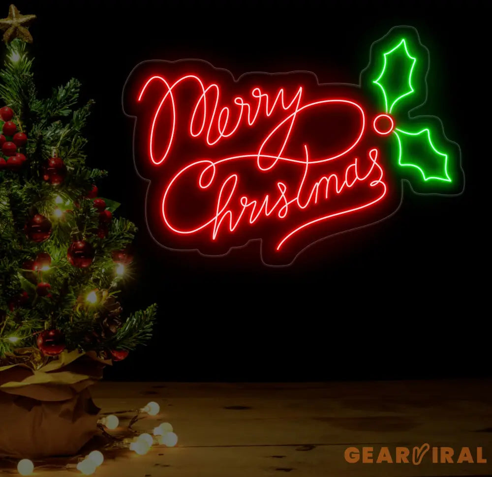 Mistletoe Merry Christmas Neon Sign Merry Christmas Led Sign Christmas Neon Light Christmas Quote Wall Art Christmas