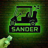 Custom Golf Cart Metal Sign with Led Lights, Personalized Golf Cart Name Sign, Golf Gifts for Men, 19th Hole Decor, Gift for Golfers