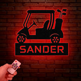 Custom Golf Cart Metal Sign with Led Lights, Personalized Golf Cart Name Sign, Golf Gifts for Men, 19th Hole Decor, Gift for Golfers