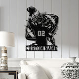 Custom American Football Metal Sign with LED, Personalized Football Name Sign, Football Coach Gift, Boys Room Decor, Sports Wall Art