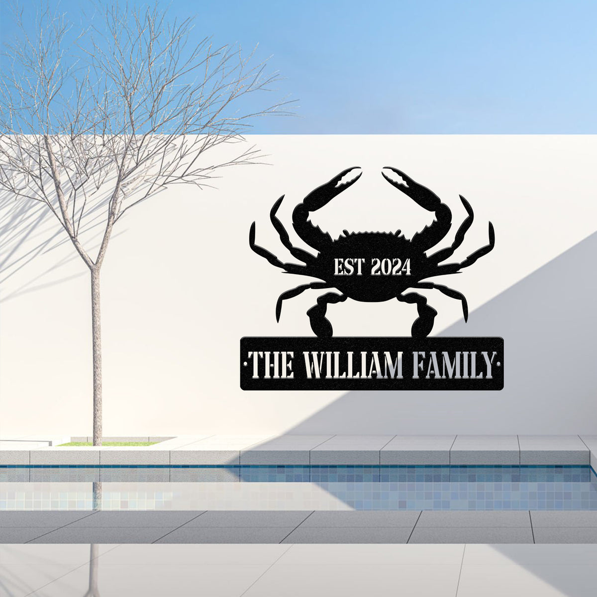 Personalized Beach Crab Sign, Coastal Decor, Nautical Wall Art, Ocean and Sea Animal Decor, Custom Metal Sign, Personalized Crab Decor