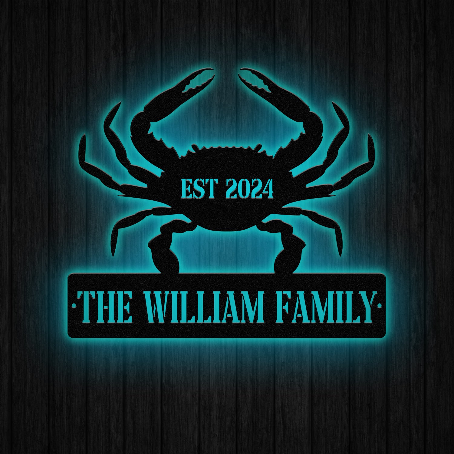 Personalized Beach Crab Sign, Coastal Decor, Nautical Wall Art, Ocean and Sea Animal Decor, Custom Metal Sign, Personalized Crab Decor