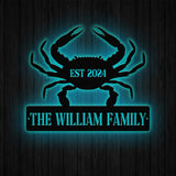 Personalized Beach Crab Sign, Coastal Decor, Nautical Wall Art, Ocean and Sea Animal Decor, Custom Metal Sign, Personalized Crab Decor