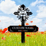 Mom Dad Remembering Plaque with Stake, Personalized Metal Garden Marker, Memorial Metal Sign, Sympathy Gift, Grave Marker, Memorial Stake