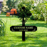Mom Dad Remembering Plaque with Stake, Personalized Metal Garden Marker, Memorial Metal Sign, Sympathy Gift, Grave Marker, Memorial Stake