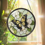 Monarch Butterfly Glass Suncatcher Wildflower Window Hanging Handmade Garden Decor Gift for Her Mother’s Day Gift
