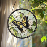 Monarch Butterfly Glass Suncatcher Wildflower Window Hanging Handmade Garden Decor Gift for Her Mother’s Day Gift