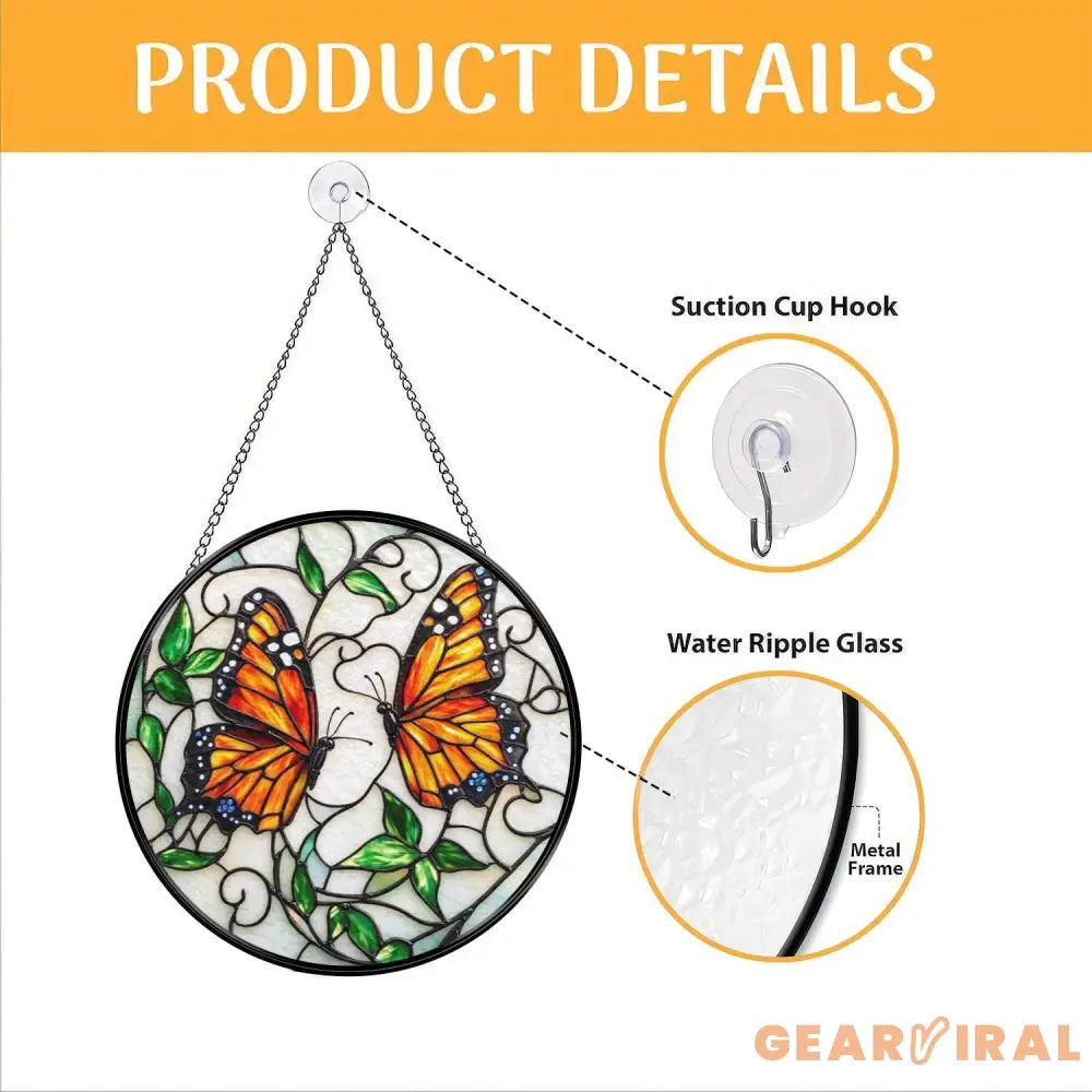 Monarch Butterfly Stained Glass Suncatcher Custom Butterfly Artwork Gift for Mom Insect Window Decor Stained Glass