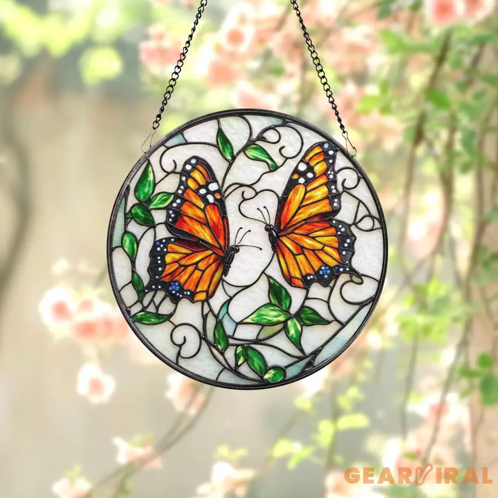 Monarch Butterfly Stained Glass Suncatcher Custom Butterfly Artwork Gift for Mom Insect Window Decor Stained Glass