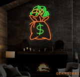 Money Bag Light Up Sign Money Bag Decor Money Bag Night Light Money Bag Light Art Personalized Dollar Bag Neon Light