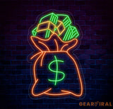 Money Bag Light Up Sign Money Bag Decor Money Bag Night Light Money Bag Light Art Personalized Dollar Bag Neon Light
