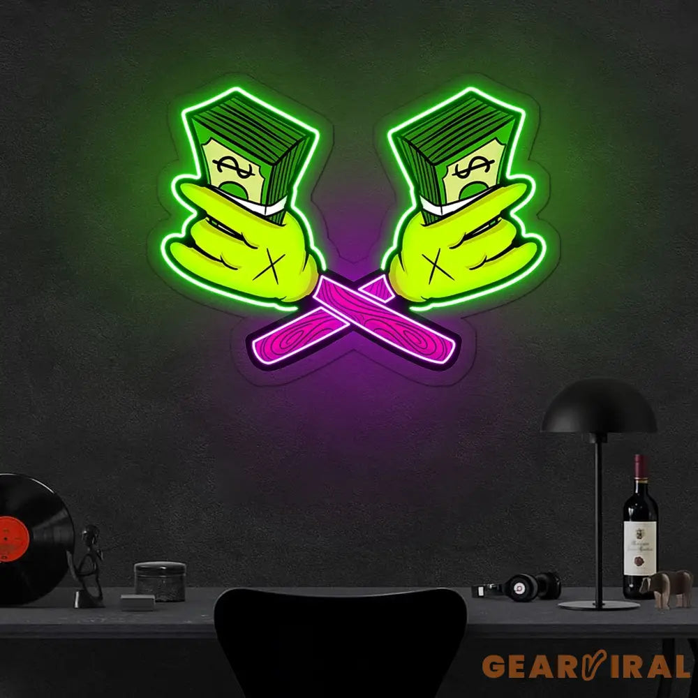 Money Cartoon Neon Sign x Acrylic Artwork