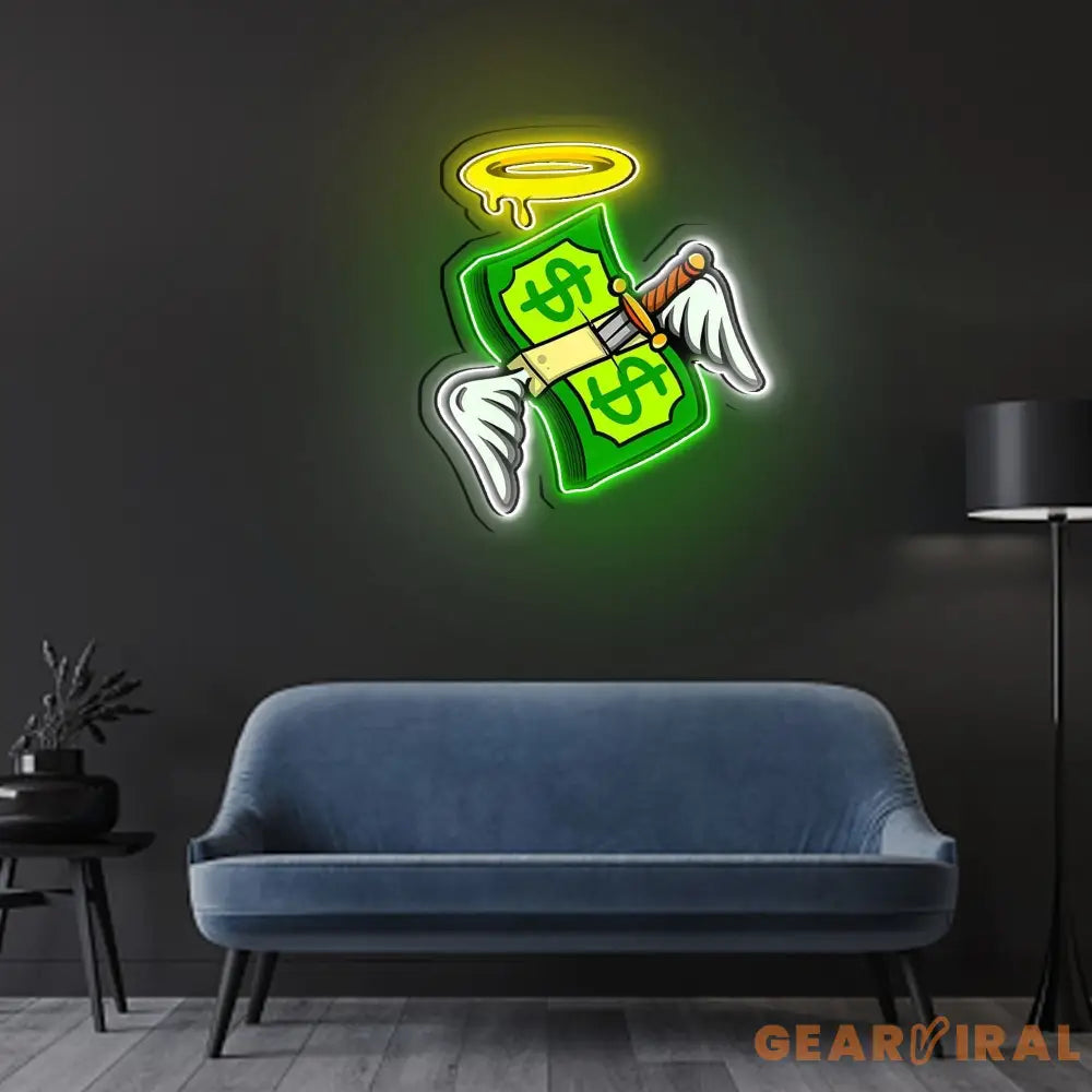 Money Floated Neon Sign x Acrylic Artwork