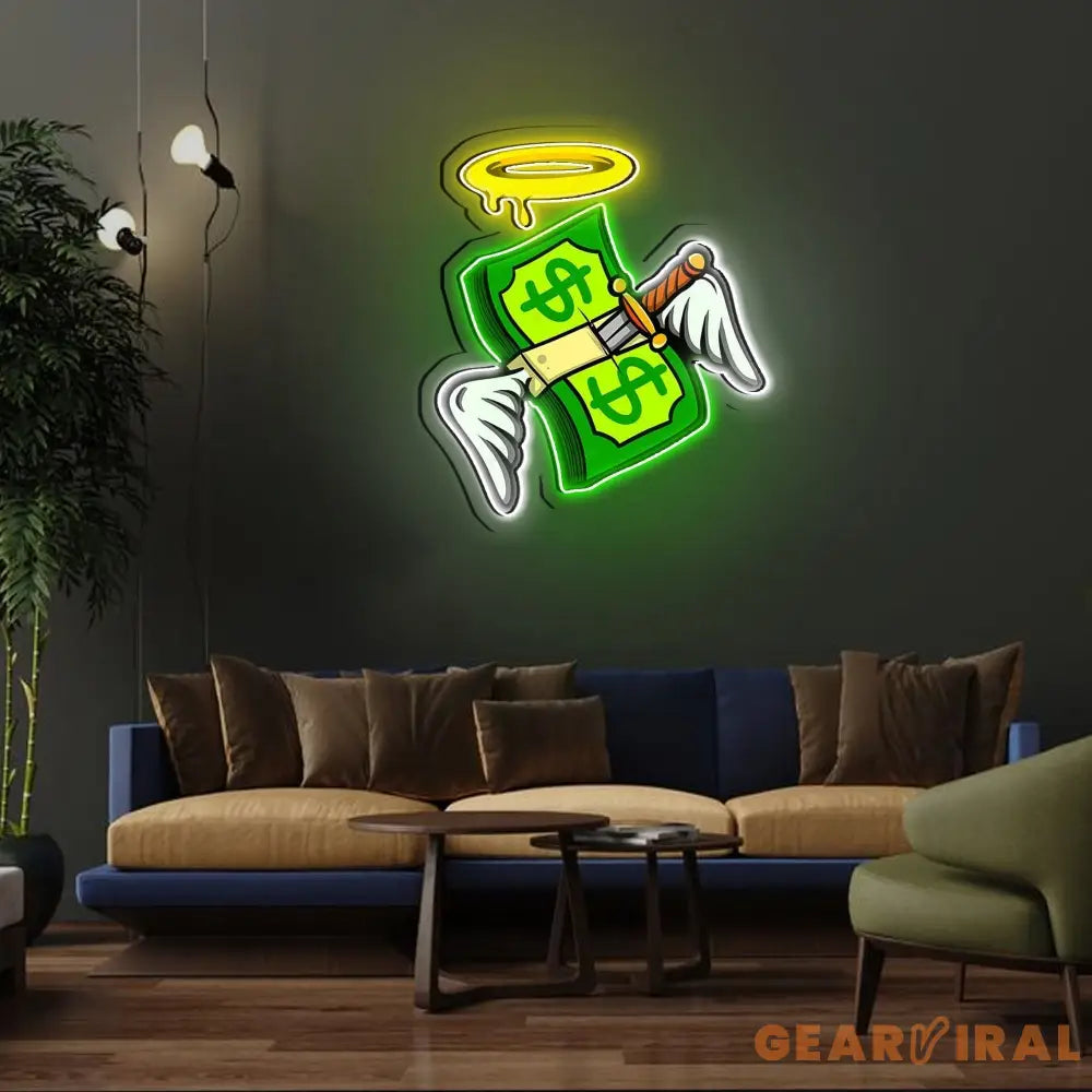 Money Floated Neon Sign x Acrylic Artwork