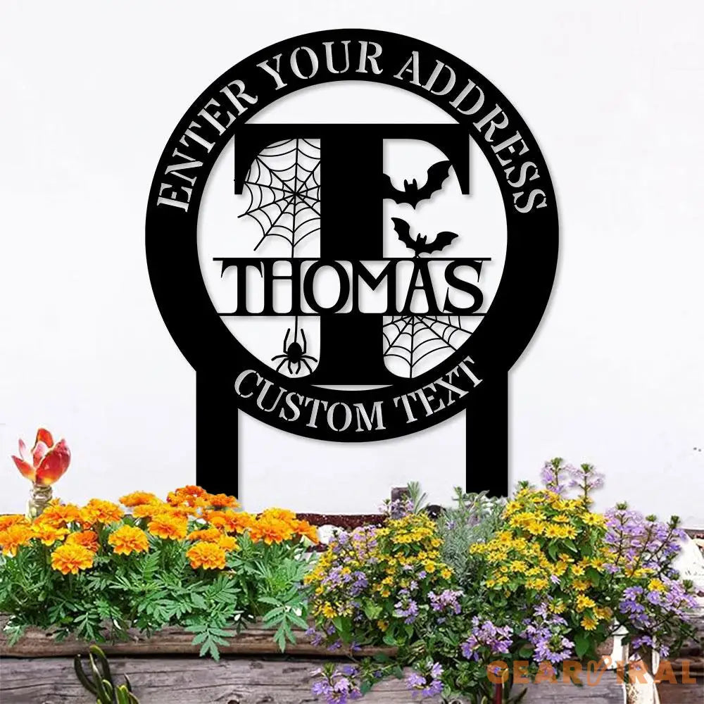 Monogram Halloween Styles Garden Metal Stake Personalized Family Name Yard Sign Outdoor Door Garden Decor Garden Art