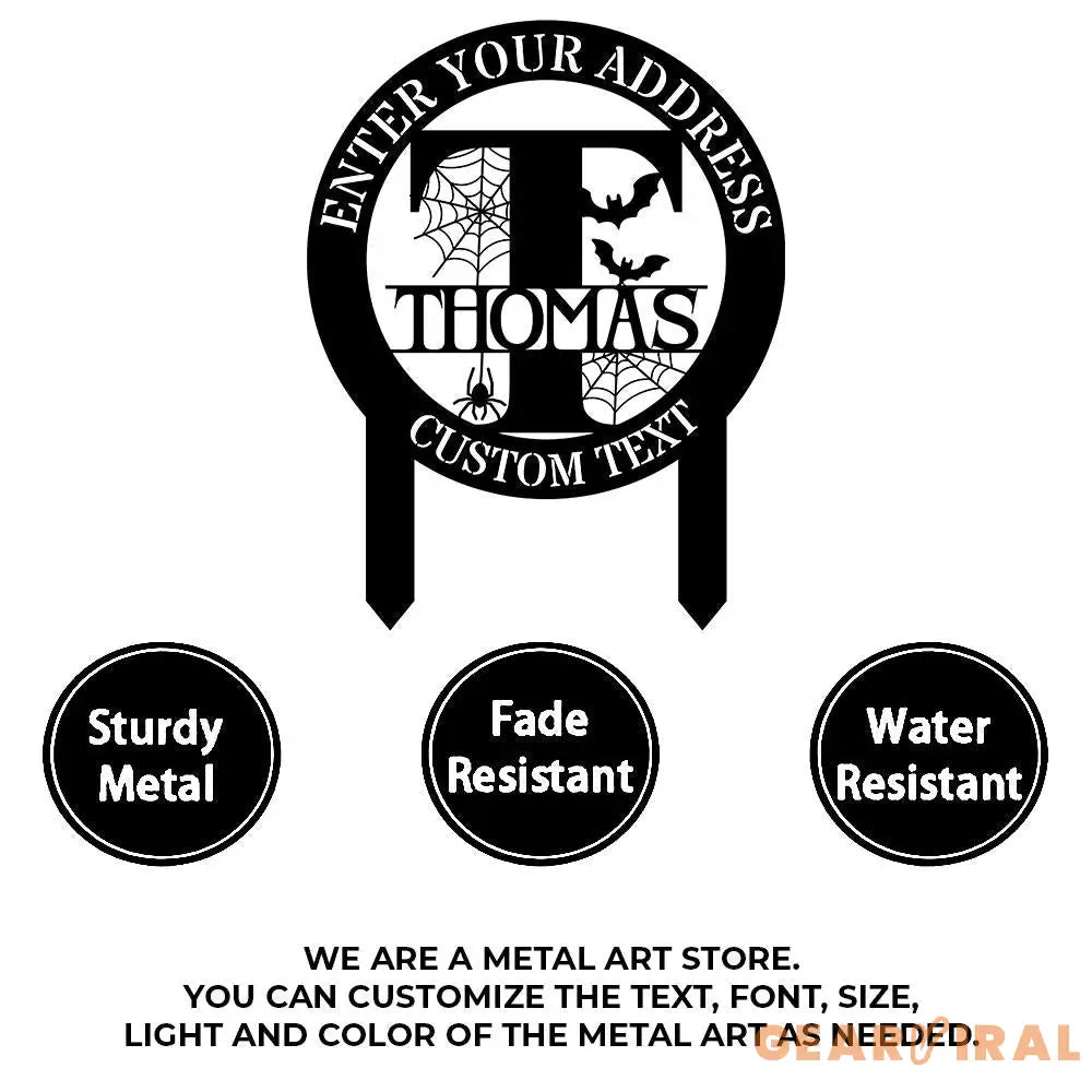 Monogram Halloween Styles Garden Metal Stake Personalized Family Name Yard Sign Outdoor Door Garden Decor Garden Art