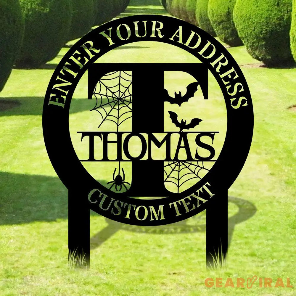 Monogram Halloween Styles Garden Metal Stake Personalized Family Name Yard Sign Outdoor Door Garden Decor Garden Art