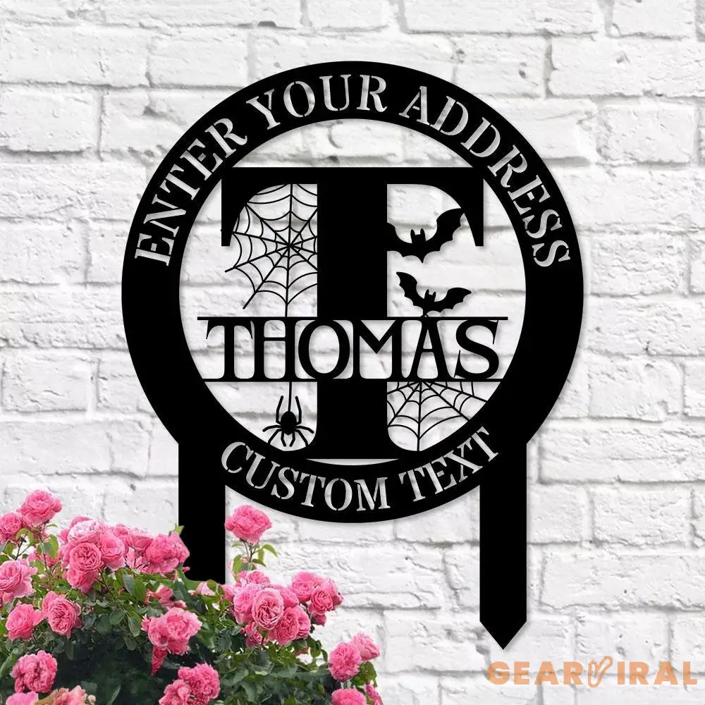 Monogram Halloween Styles Garden Metal Stake Personalized Family Name Yard Sign Outdoor Door Garden Decor Garden Art
