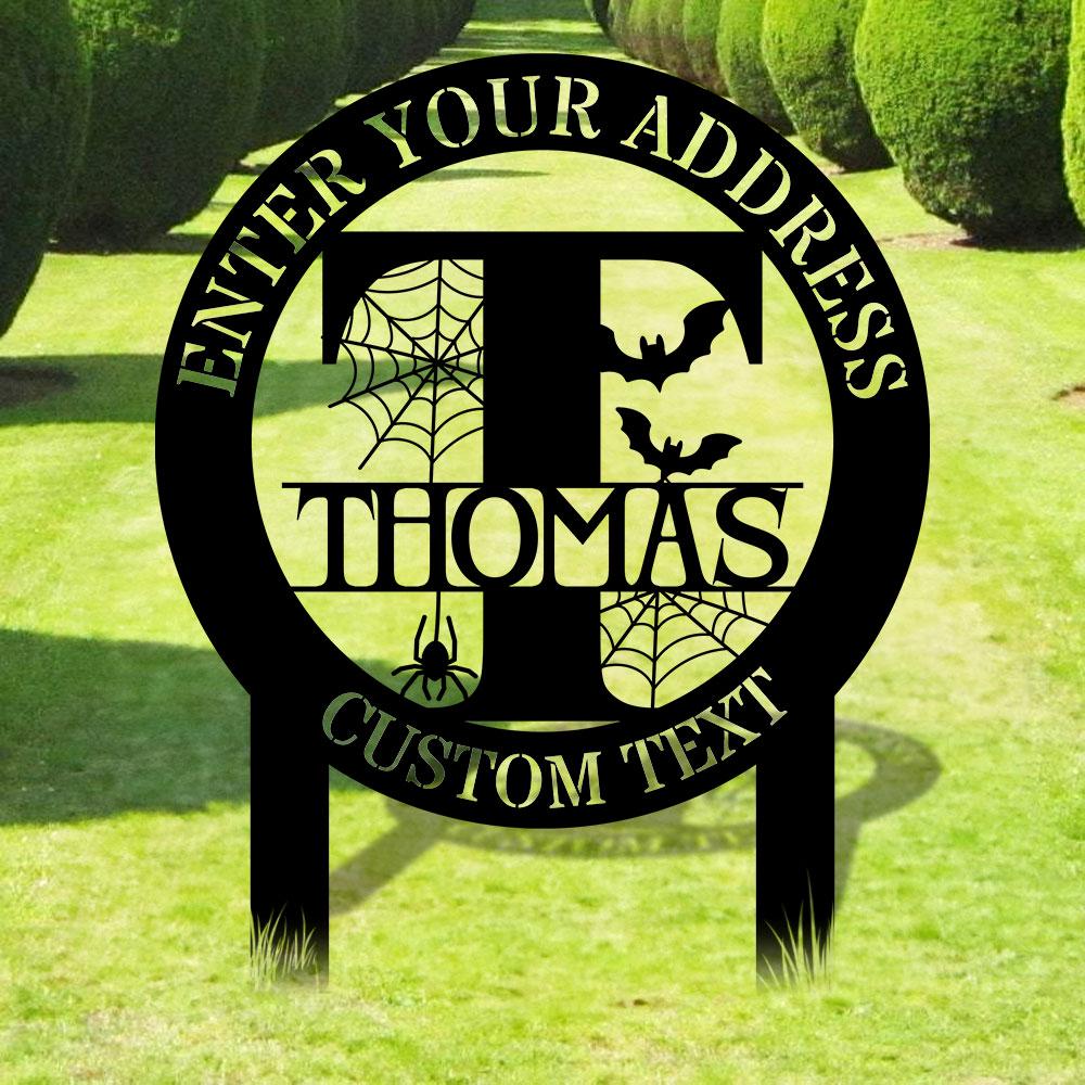 Monogram Halloween Styles Garden Metal Stake, Personalized  Family Name Yard Sign, Outdoor Door Garden Decor, Garden Art, Gift for Garden