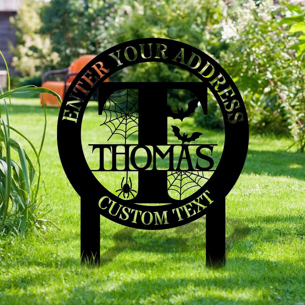 Monogram Halloween Styles Garden Metal Stake, Personalized  Family Name Yard Sign, Outdoor Door Garden Decor, Garden Art, Gift for Garden