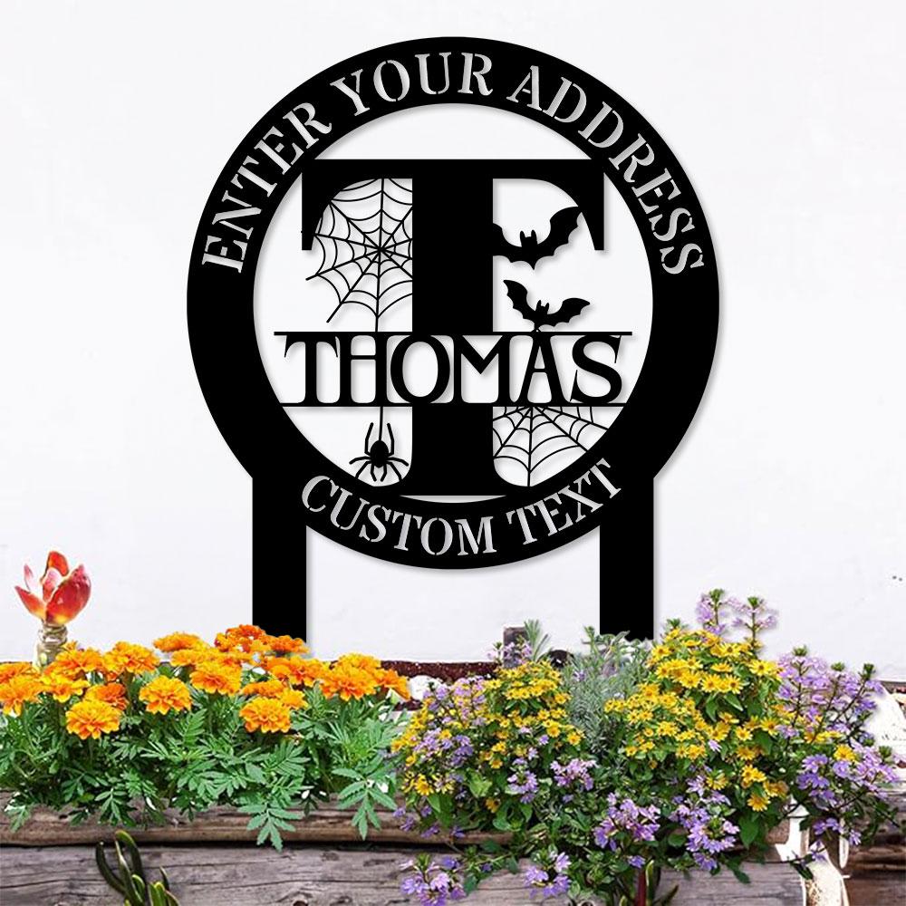 Monogram Halloween Styles Garden Metal Stake, Personalized  Family Name Yard Sign, Outdoor Door Garden Decor, Garden Art, Gift for Garden
