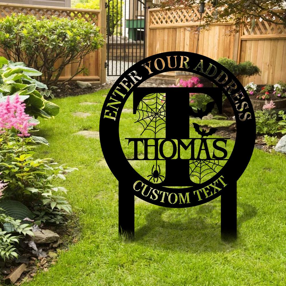 Monogram Halloween Styles Garden Metal Stake, Personalized  Family Name Yard Sign, Outdoor Door Garden Decor, Garden Art, Gift for Garden
