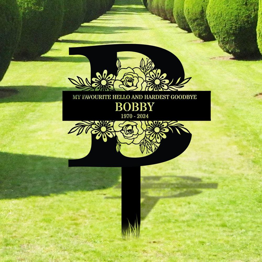 Monogram Remembering Plaque with Stake, Personalized Metal Garden Marker, Memorial Metal Sign, Sympathy Gift, Grave Marker, Memorial Stake