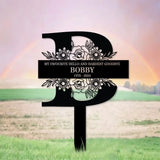 Monogram Remembering Plaque with Stake Personalized Metal Garden Marker Memorial Metal Sign Sympathy Gift Grave Marker