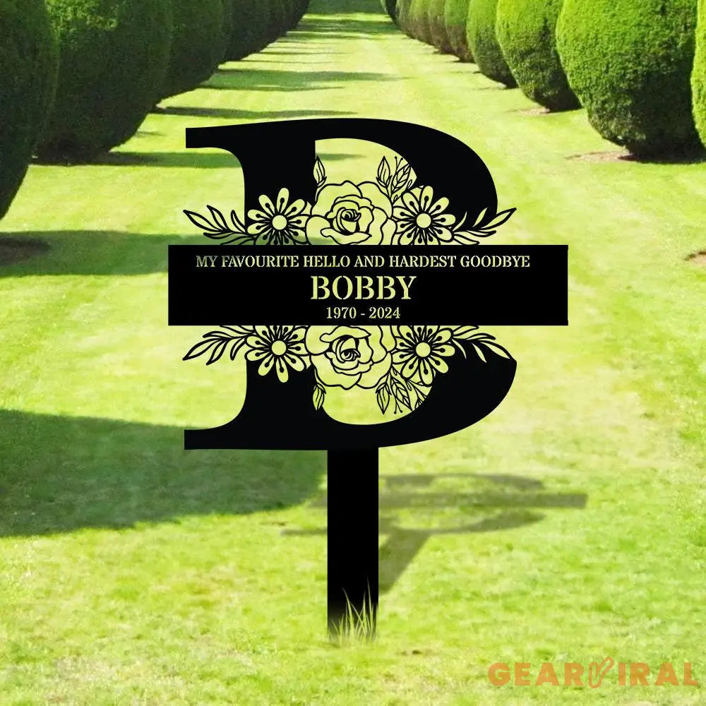 Monogram Remembering Plaque with Stake Personalized Metal Garden Marker Memorial Metal Sign Sympathy Gift Grave Marker