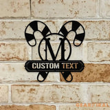 Monogrammed Candy Cane Metal Christmas Sign Christmas Decor Christmas Metal Sign Christmas Wall Decor Candy Metal LED