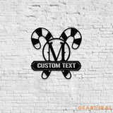 Monogrammed Candy Cane Metal Christmas Sign Christmas Decor Christmas Metal Sign Christmas Wall Decor Candy Metal LED