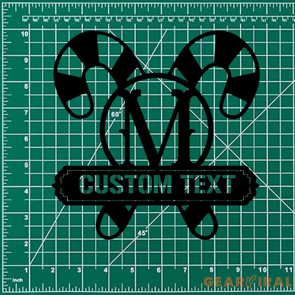 Monogrammed Candy Cane Metal Christmas Sign Christmas Decor Christmas Metal Sign Christmas Wall Decor Candy Metal LED