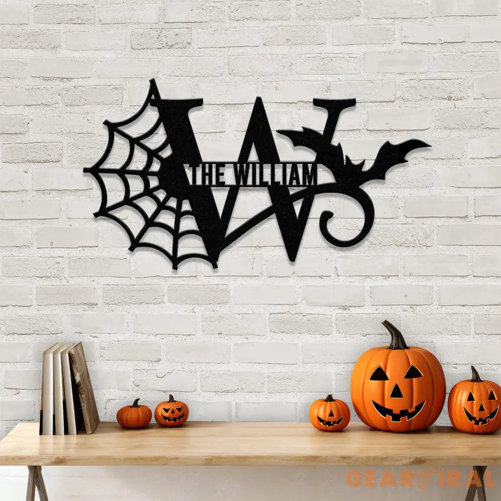 Monograms Halloween Name Sign Personalized Name LED Lights Halloween Sign Outdoor Door Monogram Halloween Metal sign