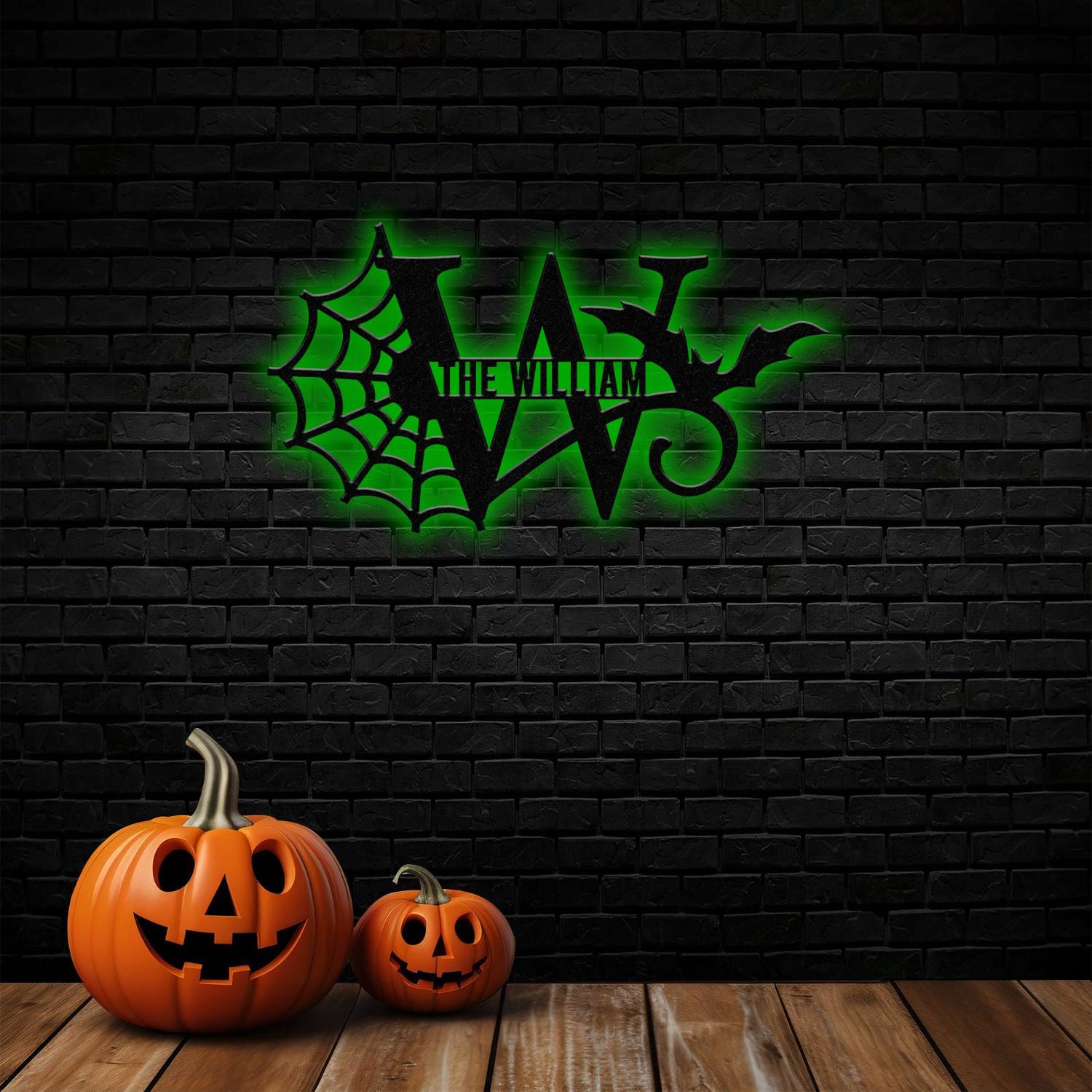 Monograms Halloween Name Sign, Personalized Name LED Lights, Halloween Sign, Outdoor Door Monogram, Halloween Metal sign