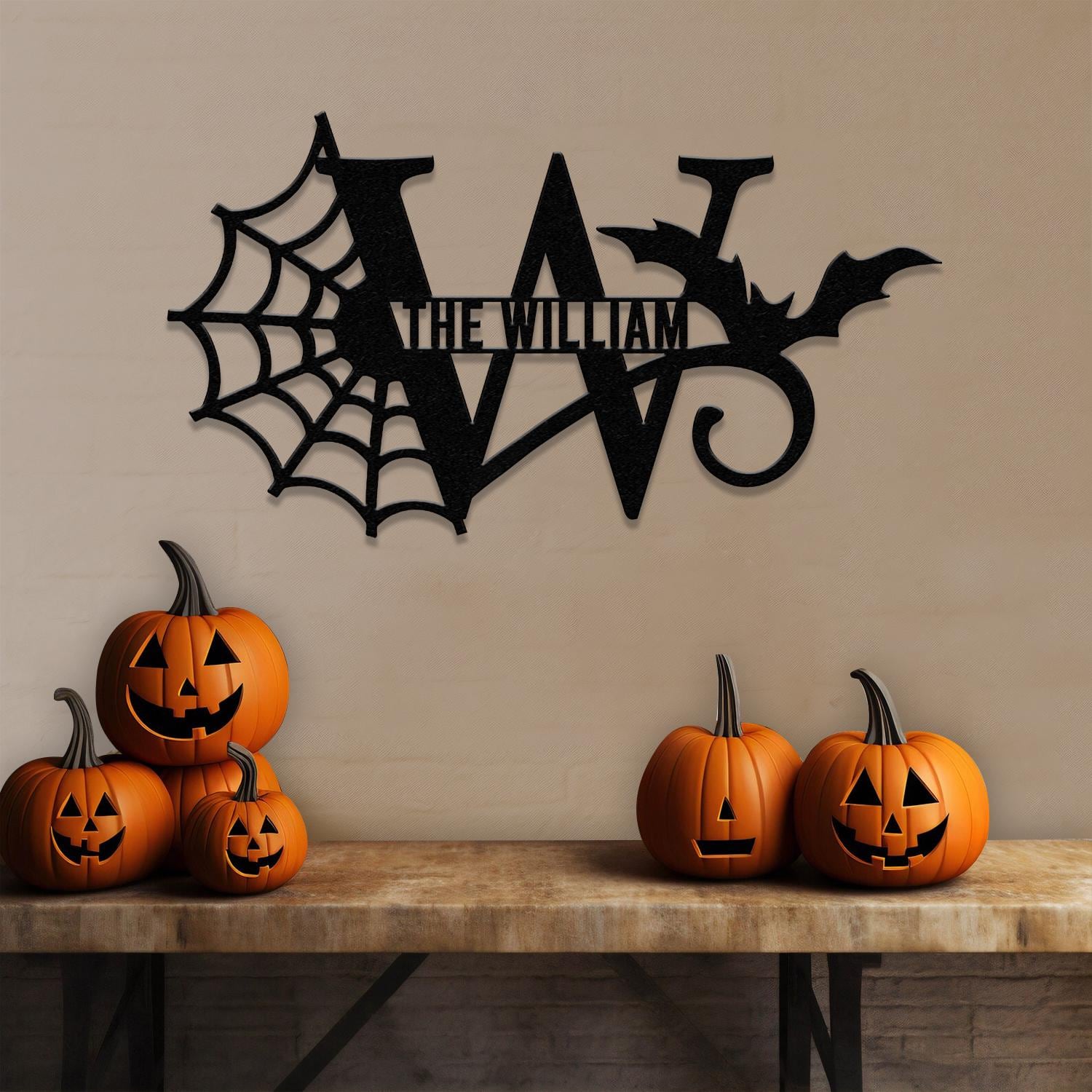 Monograms Halloween Name Sign, Personalized Name LED Lights, Halloween Sign, Outdoor Door Monogram, Halloween Metal sign