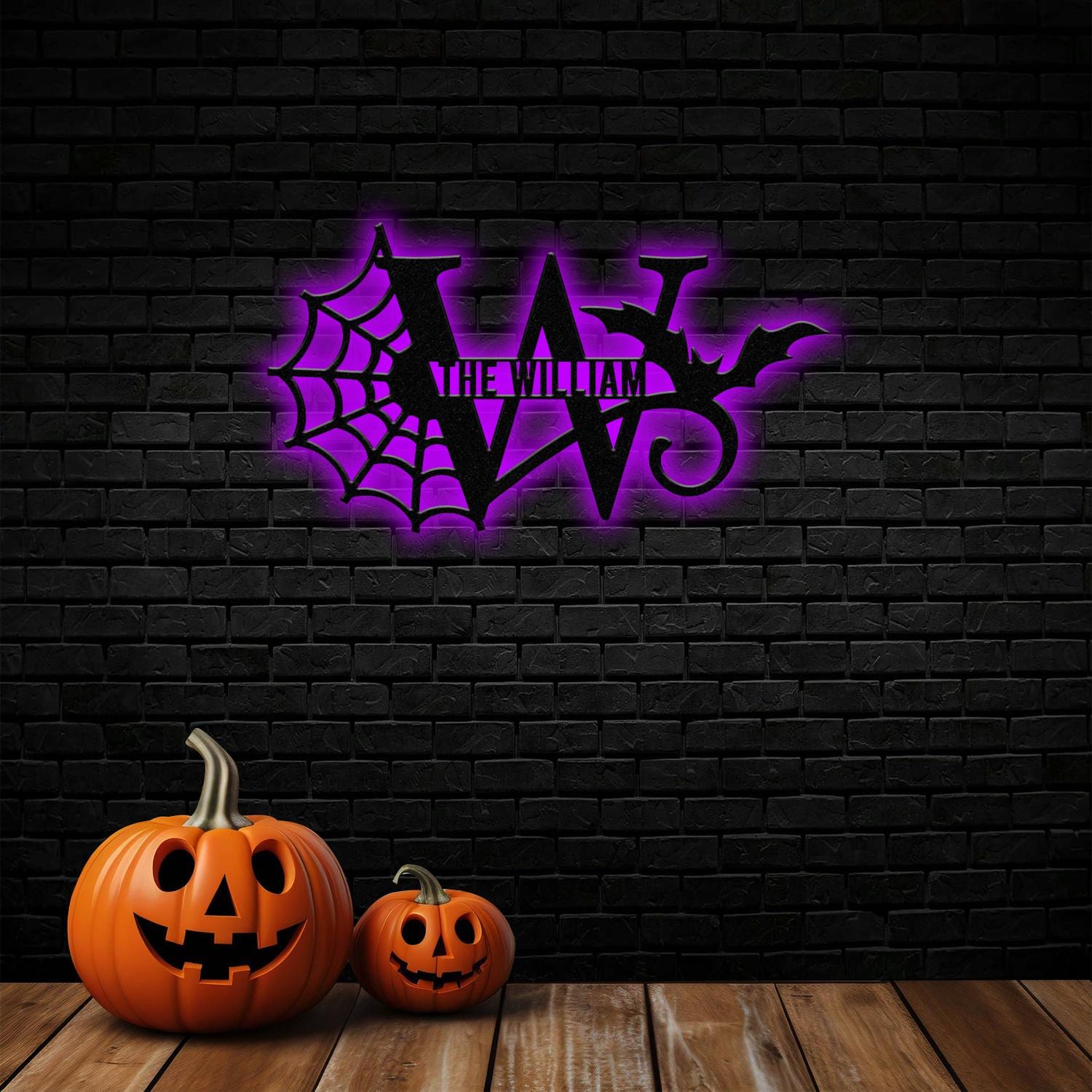 Monograms Halloween Name Sign, Personalized Name LED Lights, Halloween Sign, Outdoor Door Monogram, Halloween Metal sign
