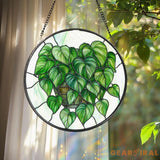 Monstera Leaf Glass Suncatcher Botanical Window Hanging Faux Stained Glass Plant Decor Gift for Plant Lovers Indoor