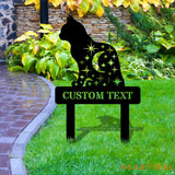 Moon Cat Metal Family Name Stake - Personalized Garden Cat Stake - Perfect Cat Metal Yard Sign - Housewarming Cat Lover