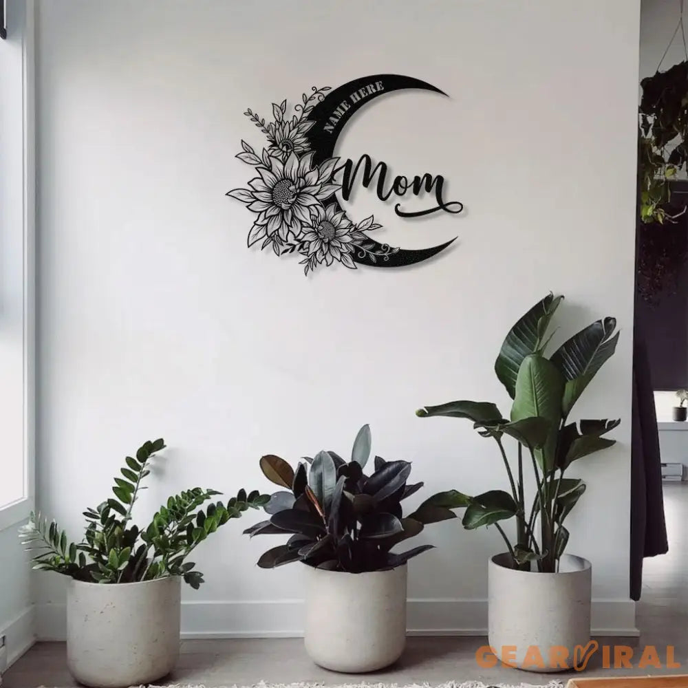 Moon Metal Sign Custom Name Metal Sign Personalized Custom Garden Sign Flowers Garden Wall Decor Best Gift for Mother