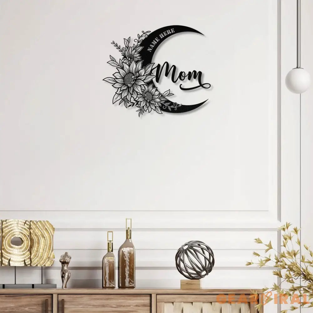 Moon Metal Sign Custom Name Metal Sign Personalized Custom Garden Sign Flowers Garden Wall Decor Best Gift for Mother
