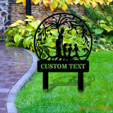 Mother And Children Tree Of Life Metal Stake - Personalized Custom Shaped Metal Sign - Personalize Garden Metal Sign
