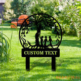 Mother And Children Tree Of Life Metal Stake - Personalized Custom Shaped Metal Sign - Personalize Garden Metal Sign