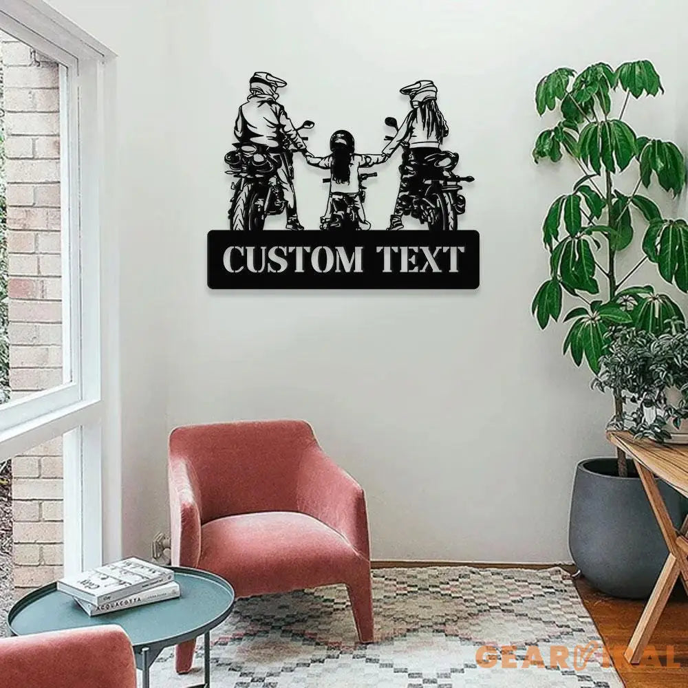 Motocrycle Metal LED Sign Personalized Family Name Metal Sign Family LED Wall Decor Personalized Wall Art Housewarming
