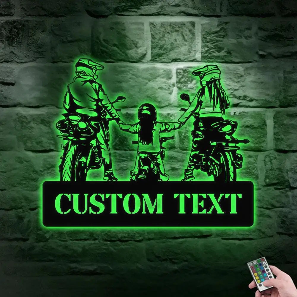 Motocrycle Metal LED Sign Personalized Family Name Metal Sign Family LED Wall Decor Personalized Wall Art Housewarming