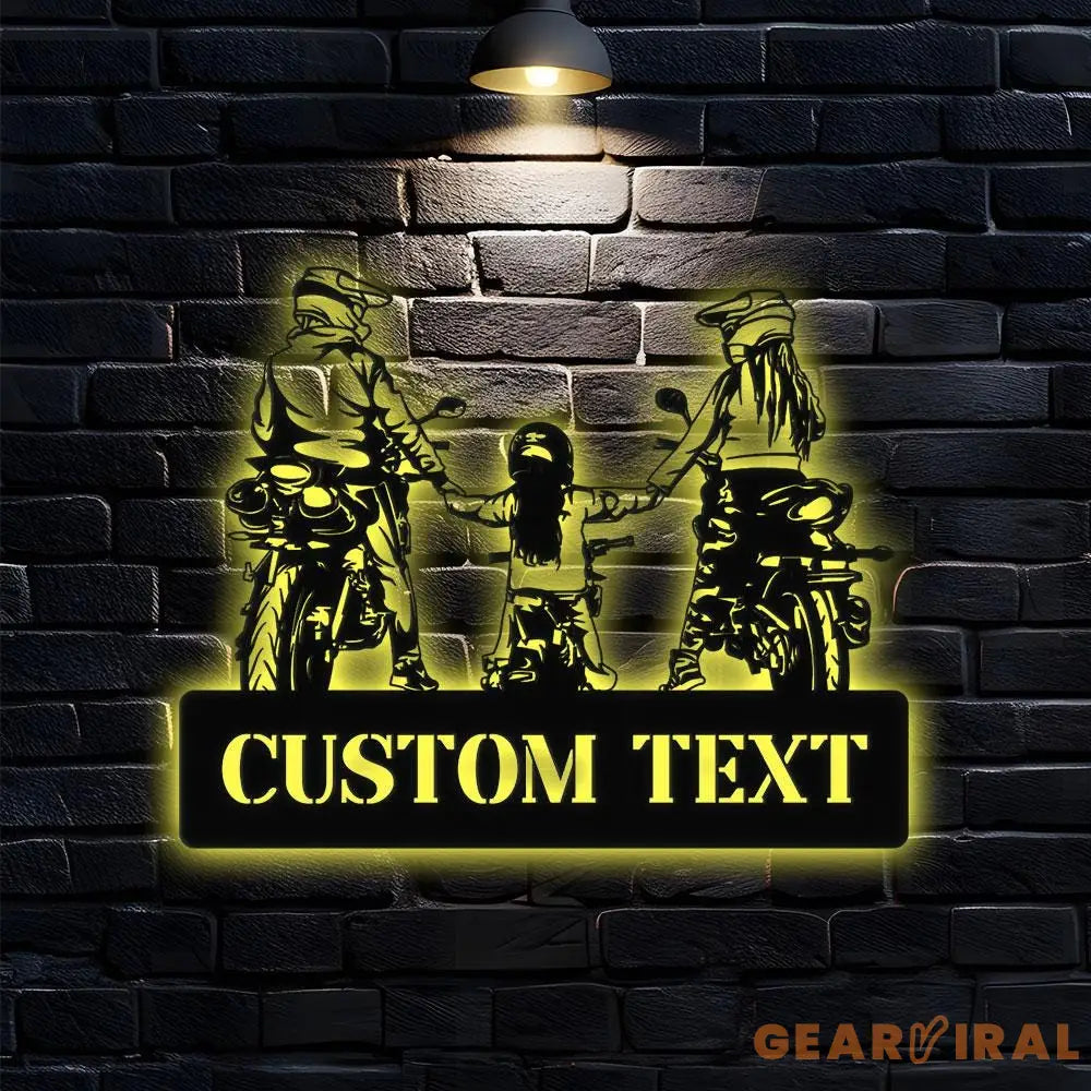 Motocrycle Metal LED Sign Personalized Family Name Metal Sign Family LED Wall Decor Personalized Wall Art Housewarming