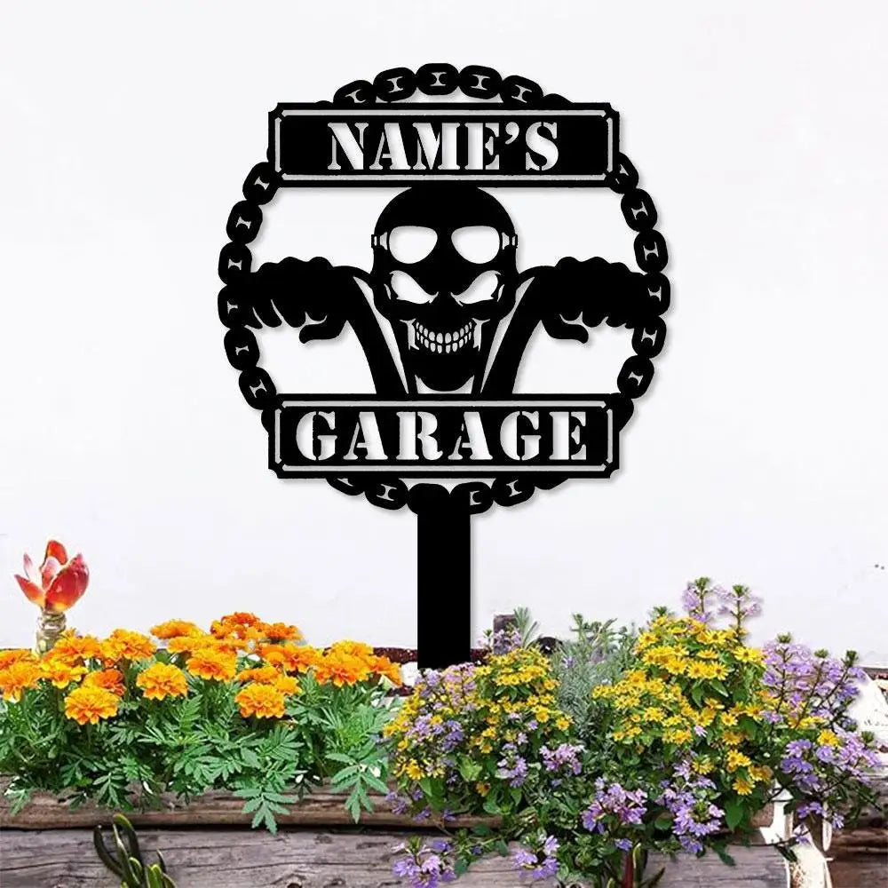 Motorcycle Lovers Garage Metal Sign Personalized Family Name Led Metal Sign Outdoor Door Decor Address Wall Art Gift