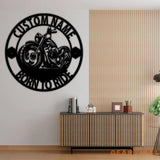 Motorcycle Personalized Metal Wall Art with Led Lights Father’s Day Gift Biker Name Sign Gift for Dad Husband Boyfriend