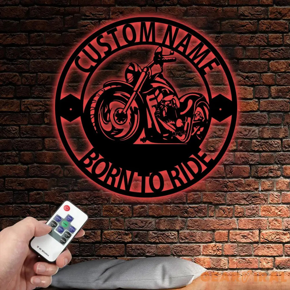 Motorcycle Personalized Metal Wall Art with Led Lights Father’s Day Gift Biker Name Sign Gift for Dad Husband Boyfriend