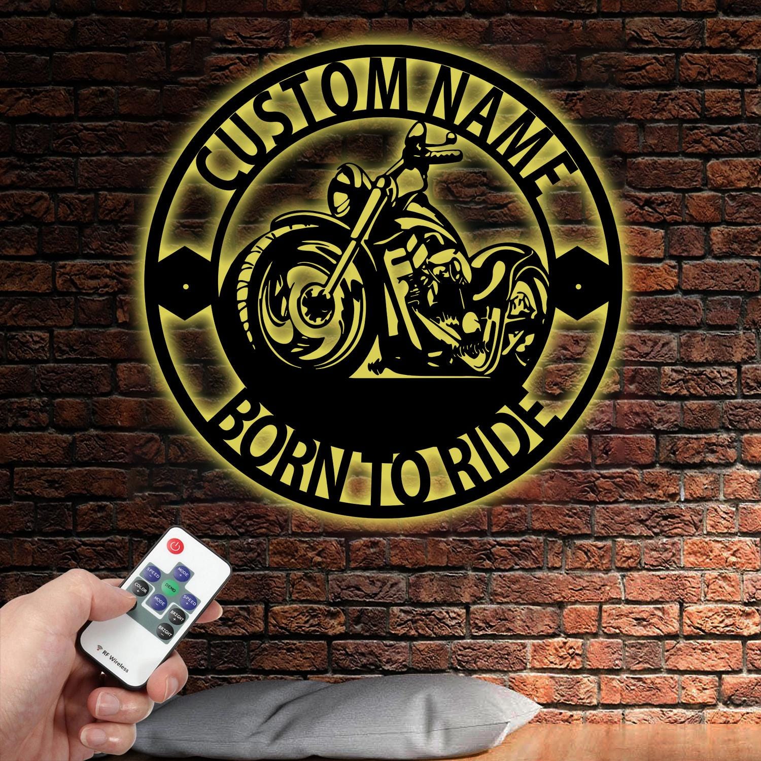 Motorcycle Personalized Metal Wall Art with Led Lights, Father's Day Gift, Biker Name Sign, Gift for Dad Husband Boyfriend, Motorbike Decor