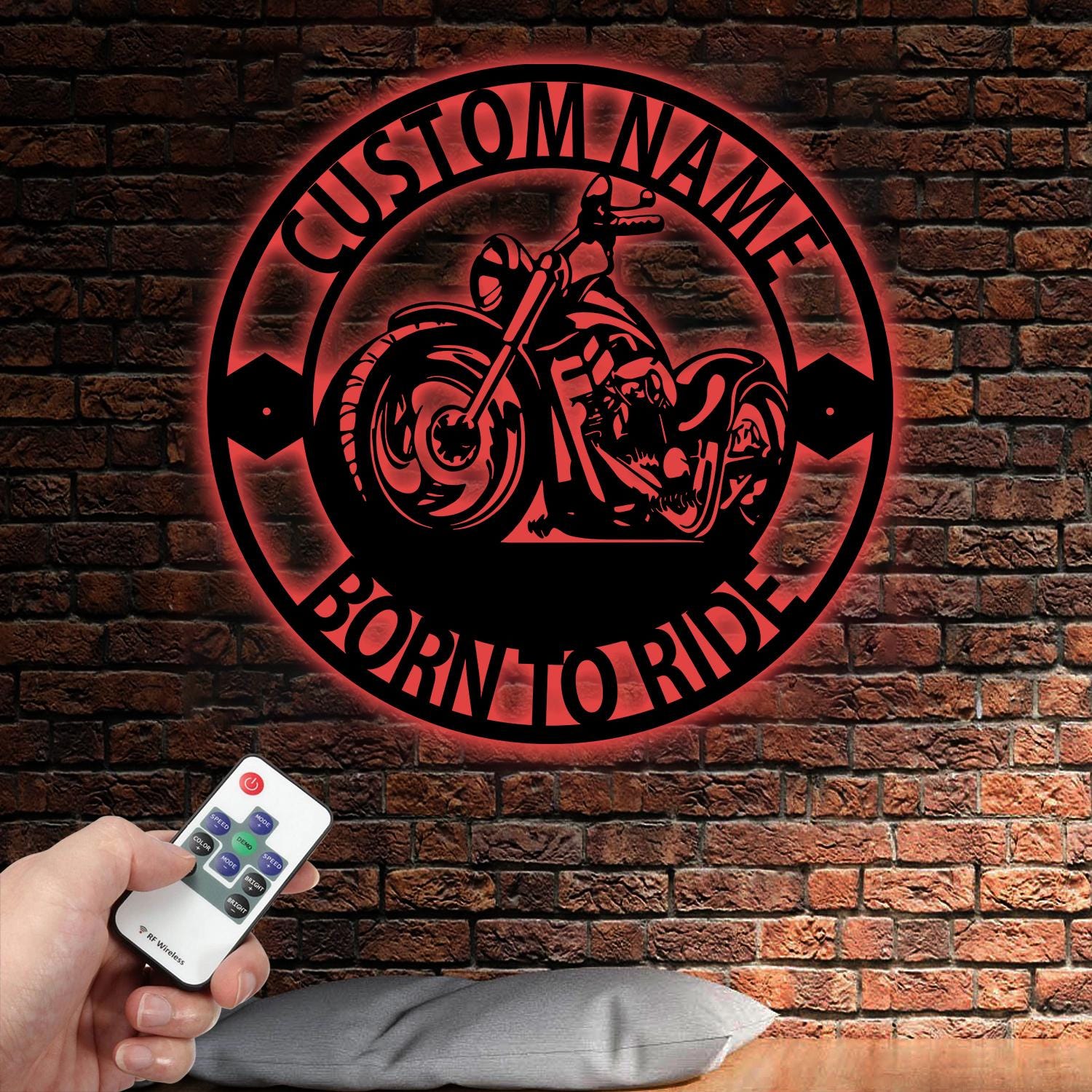 Motorcycle Personalized Metal Wall Art with Led Lights, Father's Day Gift, Biker Name Sign, Gift for Dad Husband Boyfriend, Motorbike Decor